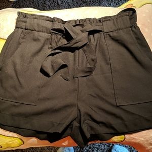 Black paperbag shorts